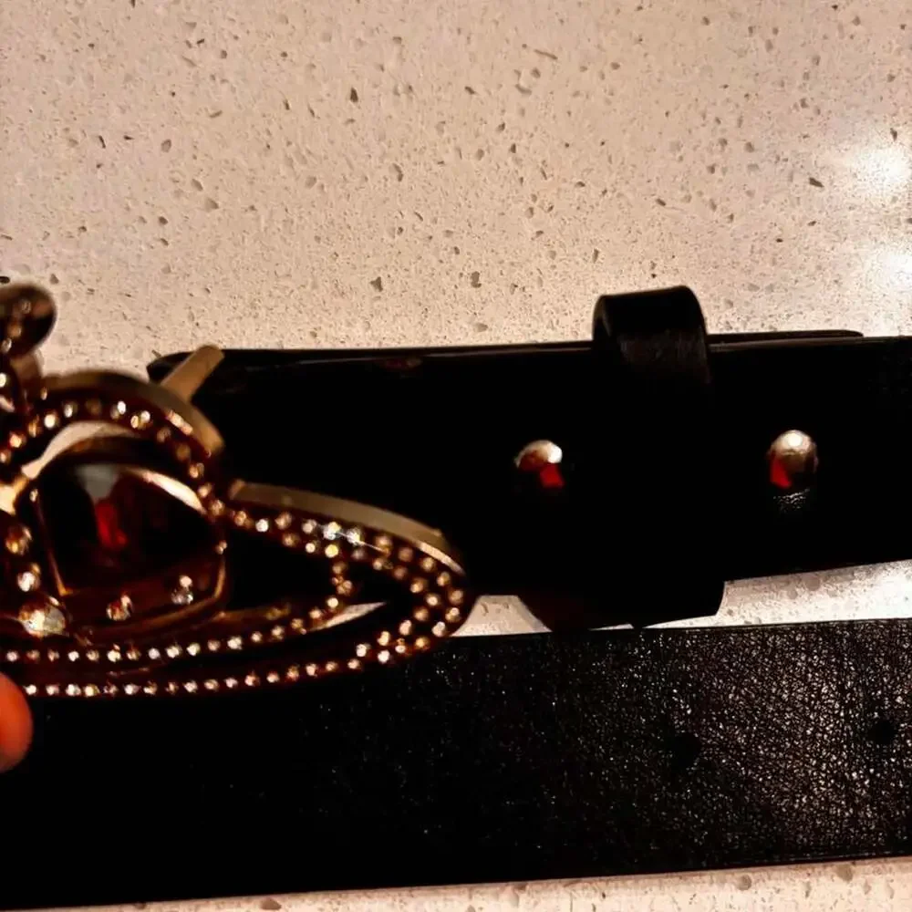 Vivienne Westwood Black Leather Orb Buckle Belt